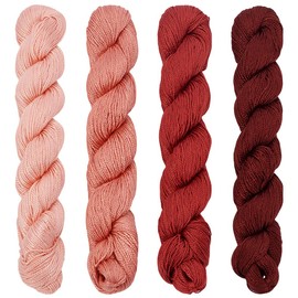 FREEBLOSS 4 Pcs Sashiko Thread Sashiko Skein 100 M*4 Colors(Red) Cotton Embroidery Thread Japanese Quilting & Embroidery Sashiko Kit Supplies Sewing Thread