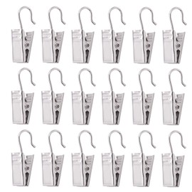 KINJOEK - Ganchos de metal para cortinas, clip resistente a la corrosión con gancho fuerte para colgar fotos, decoración del hogar, exhibición de arte y colgador (plata)