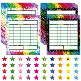 Leezead 72 Pack Reward Chart for Boys Girls, Classroom Incentive Chart Behavior Reward Chart with 2400 Star Stickers Chore Chart Reward Sticker Chart for Students Classroom Teaching or Family Using