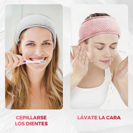 Kit de Diadema para Spa KINGTLE 4Pcs Banda con Velcro para Maquillaje Ajustable,2Pcs Brocha para Mascarillas Faciales,Banda para Maquillaje para Mujer Hombre,Diadema Skincare para Lavar La Cara