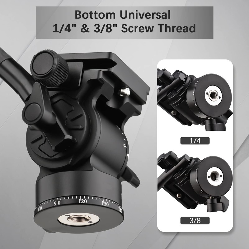 Andoer Video Fluid Head Pan Tilt Tripod Head Panoramic Ball