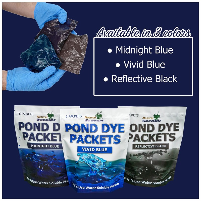 Vivid Blue Pond Dye Packets - 6 Water Soluble Packs