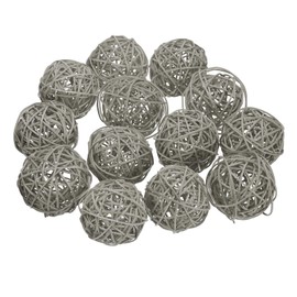 sourcing map 13 Pcs Wicker Rattan Balls, 2.8inch Wood Decorative Balls Vase Fillers for Centerpiece Bowl Orbs Fillers Tree Wedding Home Decor, Light Grey