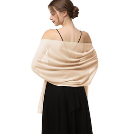 Baoqiya Women's Scarf Shawls and Wraps for Evening Dress Chiffon Shawl Soft Elegant Silky Pashmina Wedding Bridal Scarves(Champagne, 79"×19")