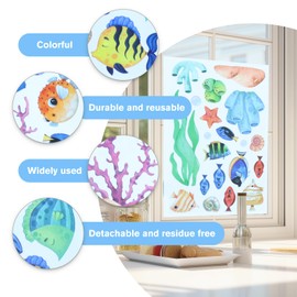 Animal Window Stickers for Glass - Summer Under The Sea Theme, Double-Sided Window Clings with Turtle, Fish, and Ocean Designs, Reusable Static Decals for Home Decor, Kids Rooms, and Glass Doors