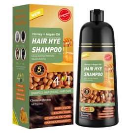 XYZCREATIVE Chestnut Brown Hair Dye Shampoo 3 in 1 for Women & Men 100% Gray Hair Coverage - Herbal Ingredients Natural Plant Hair Color - Hair Dye in Minutes 500ML