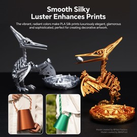 ANYCUBIC Silk Filament, Clog-Free Shiny 3D Printer PLA Filament 1.75mm Dimensional Accuracy +/- 0.02mm, 1KG Reusable Spool (2.2 lbs), Silk Rainbow