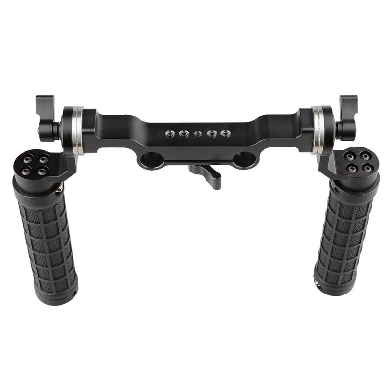 CAMVATE ロゼットハンドルグリップ（2本セット）＋15mmダブルロッドクランプ ロゼットアダプター 1/4"ネジ穴付き DSLRカメラ、フォローフォーカス用