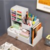 Upgraded Desktop Stationary Organizer with Drawer, DIY White Pencil Holder