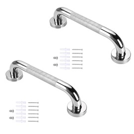 2 Pcs Bathroom Grab Rail with Anti-Slip Grip, Stainless Steel Safety Hand Rail Mobility Aids for Elderly, Children and Disability for Bathtub, Toilet, Stairway