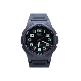 Q&Q QVP84J002Y Men's Analogue Quartz Watch with Rubber Strap, black, Bracelet