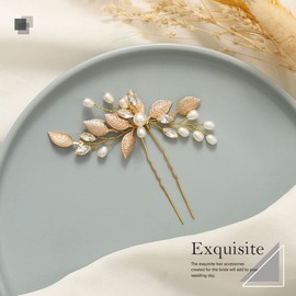 Easedaily Pin para el pelo de la novia, con perlas doradas, accesorios para el cabello para mujeres y niñas