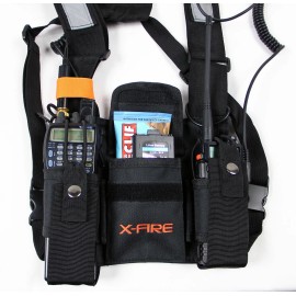 X-FIRE® Updated Dual Portable Radio Chest Rig Harness for Two-Way Radios