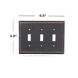 SLEEKLIGHTING Oil Rubbed Bronze Outlet Covers and Switch Plates-Decorative Wall Plate Light Switch Cover Flat -Variety of Styles: Decorator/Duplex/Toggle / & Combo-Size: 3 Gang Toggle (2Pack)
