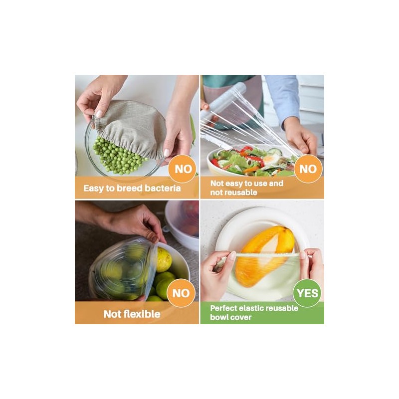 MAQIHAN 60 cubiertas de alimentos de plástico elásticas - Bolsas