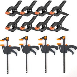 XINYUICEAN Kit 12 Piezas Prensas Carpinteria(4in) y Acortar, 4 Sargento Carpinteria y 8 Abrazaderas F para Carpintería, para Herramientas Carpinteria, Sargentos para Carpintería, Barra Herramienta