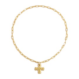 KOFISNI Chunky Gold Cross Necklace for Women Silver Layered Statement Cross Pendant Charm Necklace Vintage Non Tarnish Paperclip Herringbone Snake Choker Chain Costume Jewelry Set Gift for Women