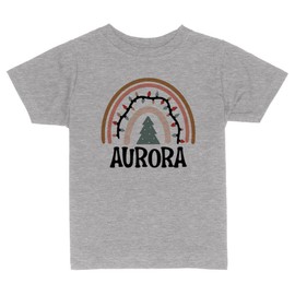 Christmas Rainbow Aurora Toddler Kids T-Shirt 3T Heather Grey