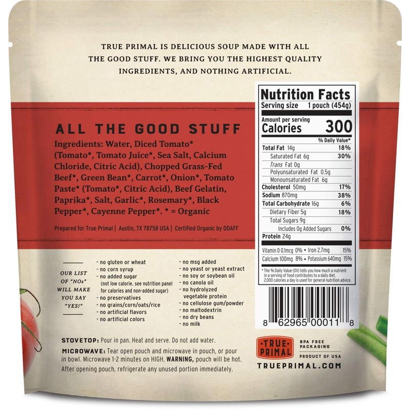 True Primal Beef & Vegetable Organic Soup 8-pack, Ready to
