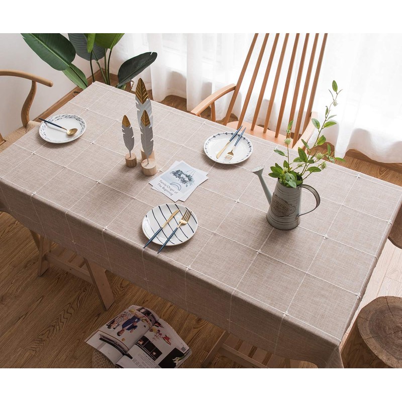 Plenmor Heavy Duty Cotton Linen Tablecloth for Rectangular Tables Solid
