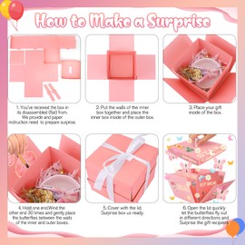 Butterfly Explosion Gift Box, Christmas DIY Flowers Butterfly Exploding Surprise Gift Box, Xmas Flying Butterfly Explosion Box, Surprise Gift for Christmas, Birthdays, Wedding, Anniversaries Party
