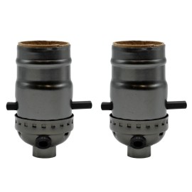 Creative Hobbies Metallic Grey Medium Base Sockets with Push Thru On/Off Switch and Side Hole 2PK
