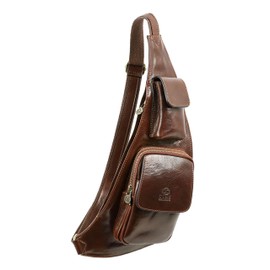 Time Resistance Leather Sling Bag - Crossbody Bag - Messenger Bag for Men and Women - Handmade Shoulder Bag Backpack (Brown)