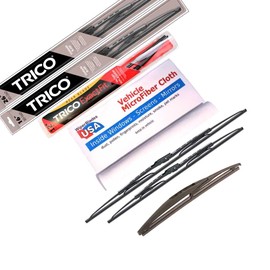 Wipers for 2014 Subaru XV Crosstrek Set w/Rear Trico Steel Wipers Set of 3 Bundled with MicroFiber Interior Car Cloth