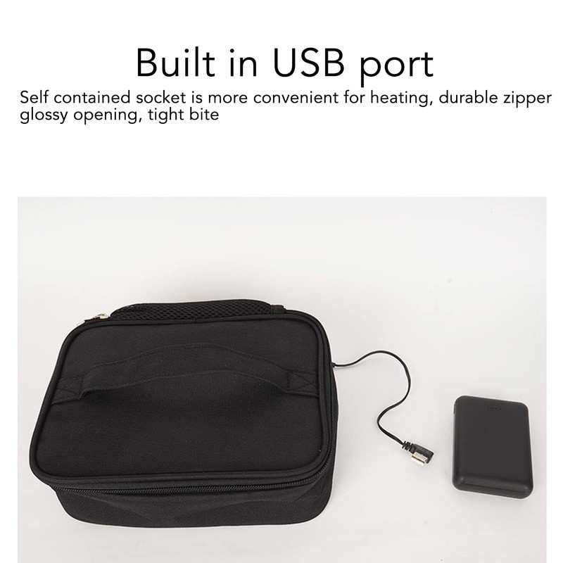 AYNEFY Heated Lunch Bag,Portable Microwave USB Charging Aluminum Film Liner