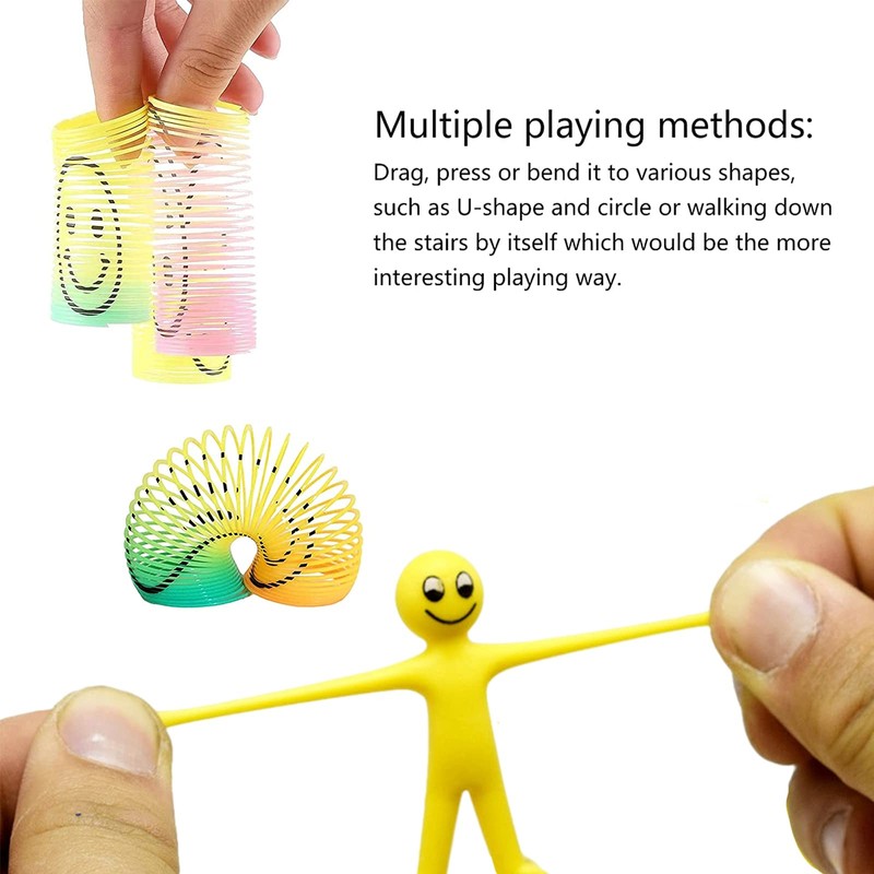 24Pcs Christmas Mini Slinky Rainbow Smiley Face Springs Fidgets Toy,Coil