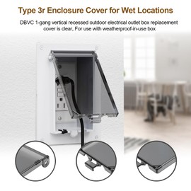 DBVC 1-Gang Vertical Recessed Outdoor Electrical Outlet Box Replacement Cover, Type 3r Enclosure Cover Replacement for Electrical Box DBVR1C/DBVS1C/DBVM1C/60VC Etc Electrical Outlet Box-3PCS