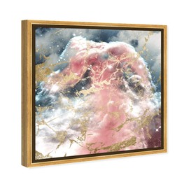 The Oliver Gal Artist Co. Abstract Framed Wall Art Canvas Prints 'A Galaxy Dream' Textures Home Décor, 20" x 20", Pink, Gold