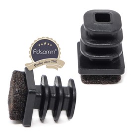 Adsamm® 16 x Lamellar Plugs with Felt/Black/Diameter 11 x 11-13 x 13 mm/Square/Furniture Glides for Steel Tube Chairs/End Caps for Square Pipes