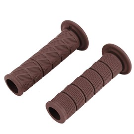 Suuonee Motorcycle Handlebar Grips, Pack of 2 22 mm Universal Vintage Motorcycle Handlebar Grips Diagonal Handlebar Ends [Dark Brown]