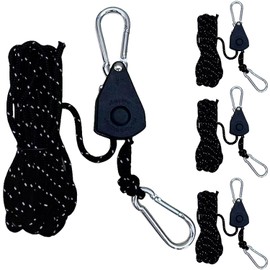 Pack of 4 4 m Reflective Guy Ropes, 4 mm Lightweight Guy Rope, Tent Cord, Adjustable Rope, Ratchet Rope for Outdoor Tent, Tarpaulin, Camping, Awning, Clothesline (Black)