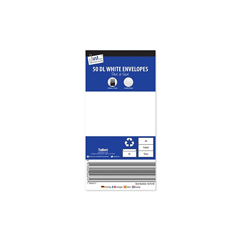 Tallon Just Stationery DL Peel & Seal Envelopes - White