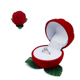 AdiStylinno Velvet Ring Box, Romantic Red Rose Jewelry Box Vintage Earring Organizer for Men Women, Small Ring Holder Case for Proposal Engagement Wedding Ceremony (Red)
