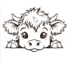 Sloane Highland Baby Cow Permanent Premium Vinyl Decal