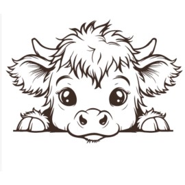 Sloane Highland Baby Cow Permanent Premium Vinyl Decal