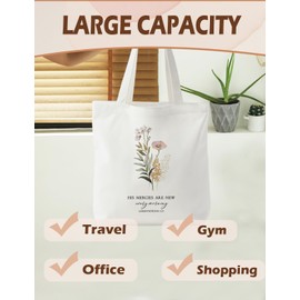 Supwhd Bible Bags for Women, Christian Tote Bag, His Mercies are New Every Morning, Gifts for Christian Women, Bible Verse Christian Canvas Tote Bags for Woman