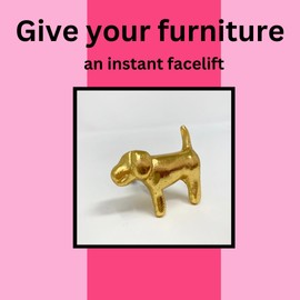 Bright Gold Animal Drawer Knobs - Dresser Cabinet (9. Dog)