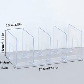 Marte Vanci Clear Acrylic File Sorter, Sturdy Desk File Organiser Shelf Book Holder Purse Handbag Clutch Divider File Folder Rack for Letter Cookbooks Home Office Kitchen Supplies 4 Sections
