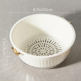 2-in-1 Kitchen Colander Set with Bowl Strainer, Fruit & Vegetable Washing Basket, Dual Layer Drain Basin for Pasta, Salad, and Berry Cleaning & Mixing (White)