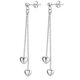 MATERIA by Matthias Wagner SO-248 Heart Drop Earrings 925 Silver in 3 Colours, Silver