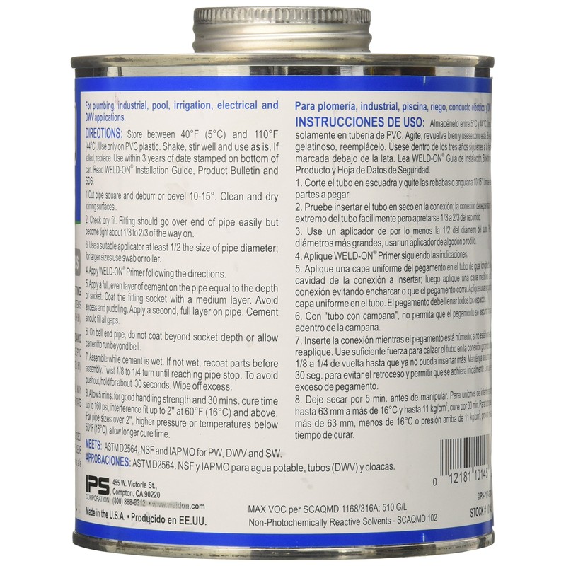 Weld-On 10145 717 PVC Heavy Bodied High Strength Solvent Cement