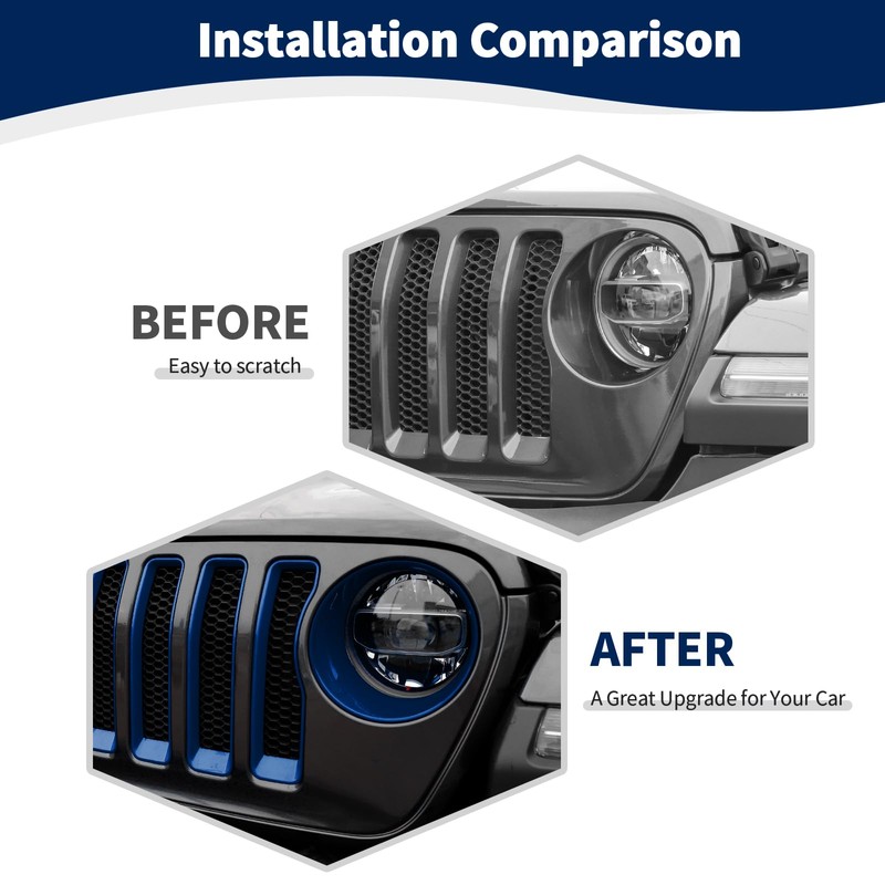 RT-TCZ for Wrangler JL Mesh Front Grille Grill Insert Headlight