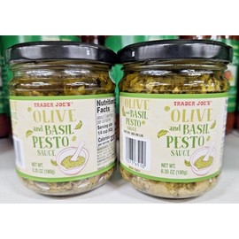 Trader Joe's 2 Jars Trader Joe’s Olive and Basil Pesto Sauce 6.35oz 180g Each Jar LIMITED