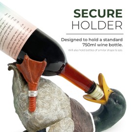 Rivers Edge Products 750ml Wine Bottle Holder - Hand-Painted Poly Resin Animal Kitchen Decor - Unique, Rustic Home Decor for Countertop and Bar - Wine Accessories for Wine Lovers