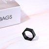 Flongo Viking Runes Square Ring: Geometric Gold Silver Black Hexagonal