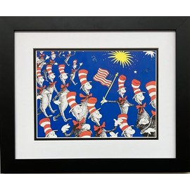 Dr. Seuss Cat in the Hat 4th of July Parade NEW FRAMED ART Patriotic